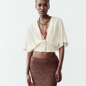 (NWT) Zara Pleated Rustic Crop Top